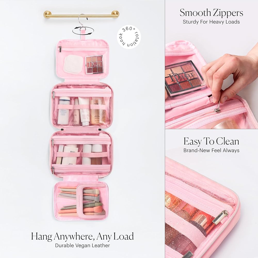 Amazon.com: BEAUTYGOODIES Pink Hanging Toiletry Bag for